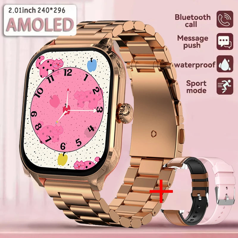 2025 New Smart Watch Men Women Gifts 2.01'' Full Touch Screen Sport Fitness Tracker Smartwatch Men BT Calls Digital smarthwhatch