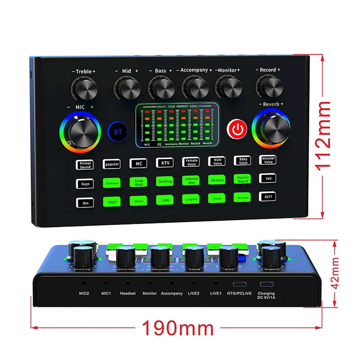 F009 Live Sound Card Broadcast quipment,Bluetooth Audio DJ Mixer with Microphone Set Device For Smartphone Live Streaming