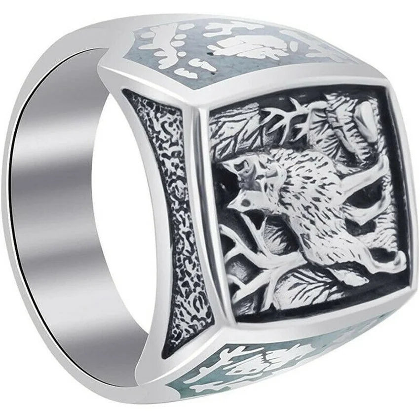 Men's Southwestern Style Wolf Silver Ring Jewelry Gift Size 6-10