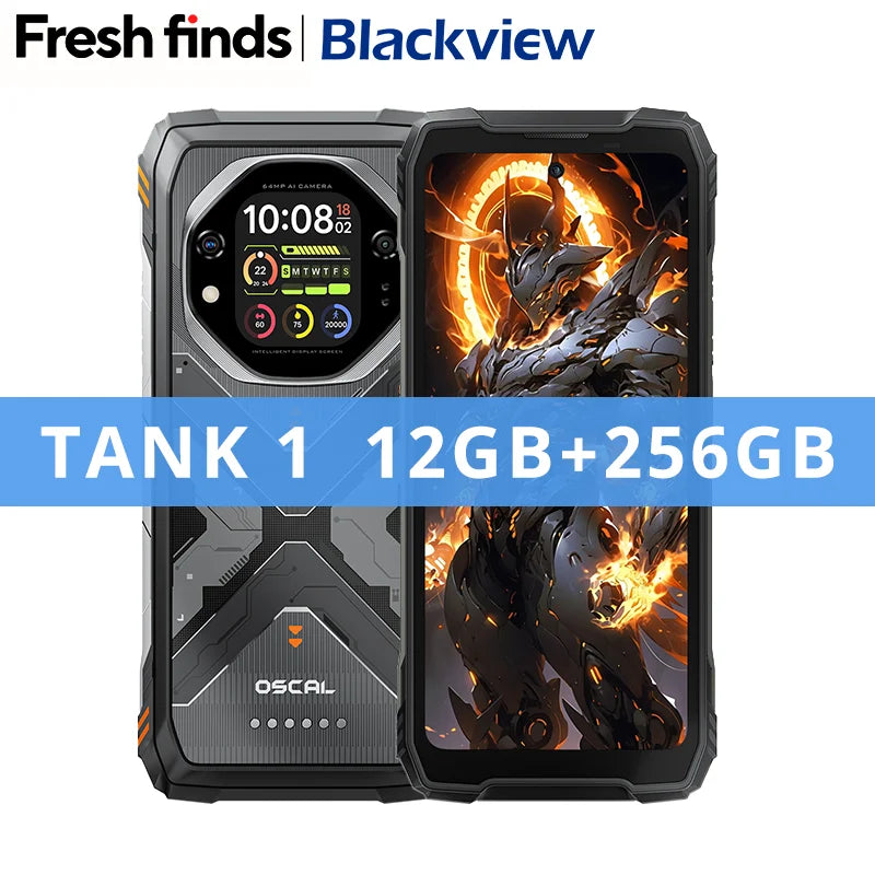 【World premiere】Blackview Oscal TANK 1 Rugged SmartPhone 5G MediaTek Dimensity 7050 6.78" 2.4K 120Hz Display 20000mAh NFC 64MP