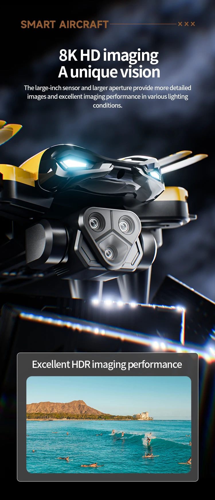 Xiaomi M5 Drone 8K Professional HD Triple Camera Brushless Motor Optical Flow Positioning Foldable Quadcopter RC Drone Toy New