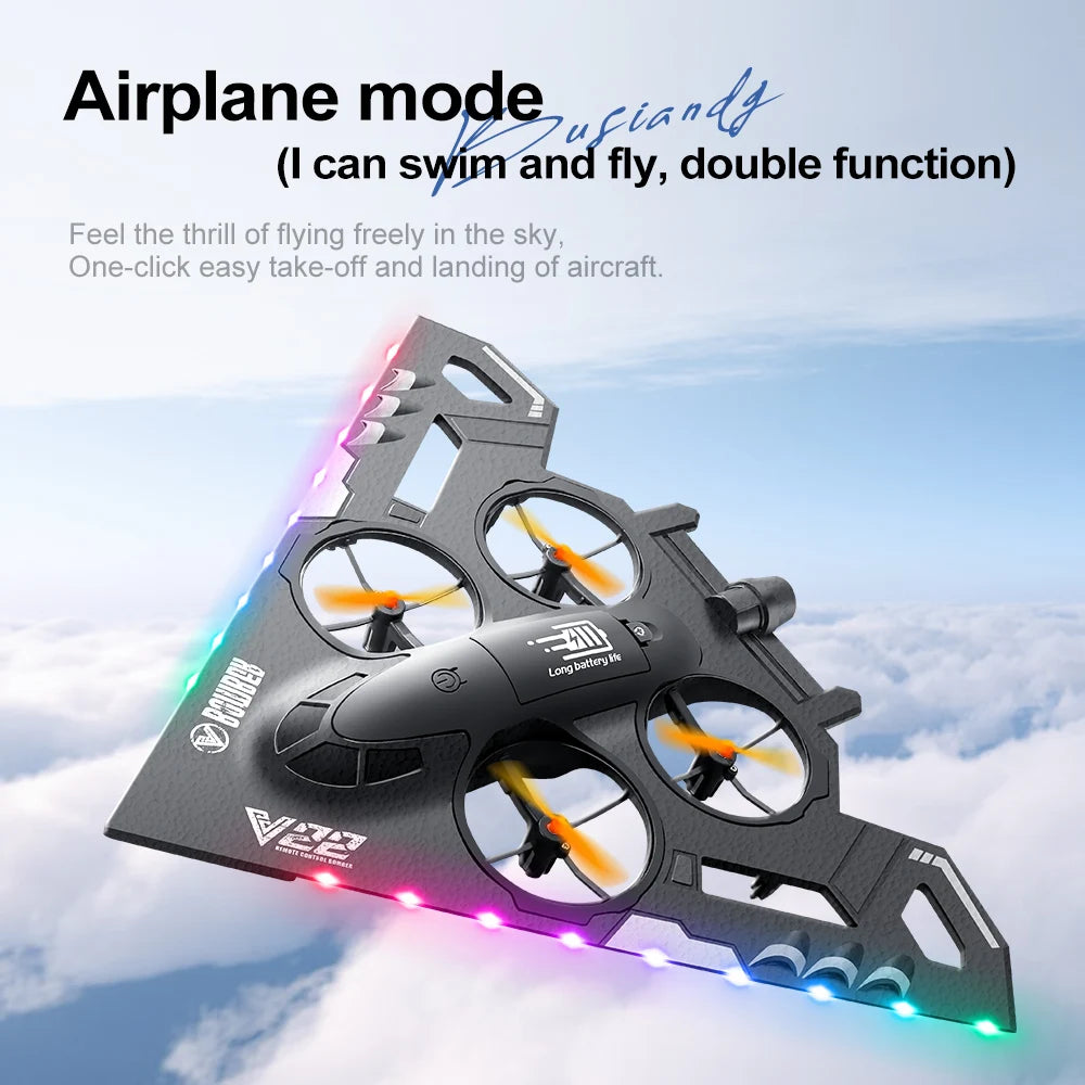 V22 3 in 1 RC Glider Helicopter 2.4G EPP Stunt Gravity Sensing Foam Fighter Remote Control Airplane With Color Light Boy Toy