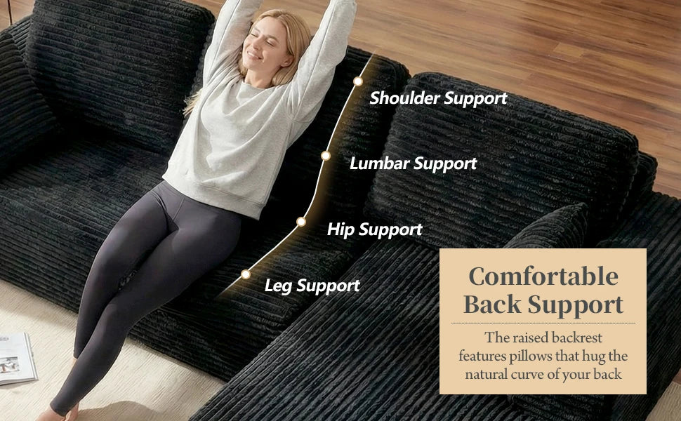 Oversized L Shaped Couch With Chaise, Minimalist Compressed Boneless Couch No Assembly Required, Modular Cloud Sectional Sofa Fo