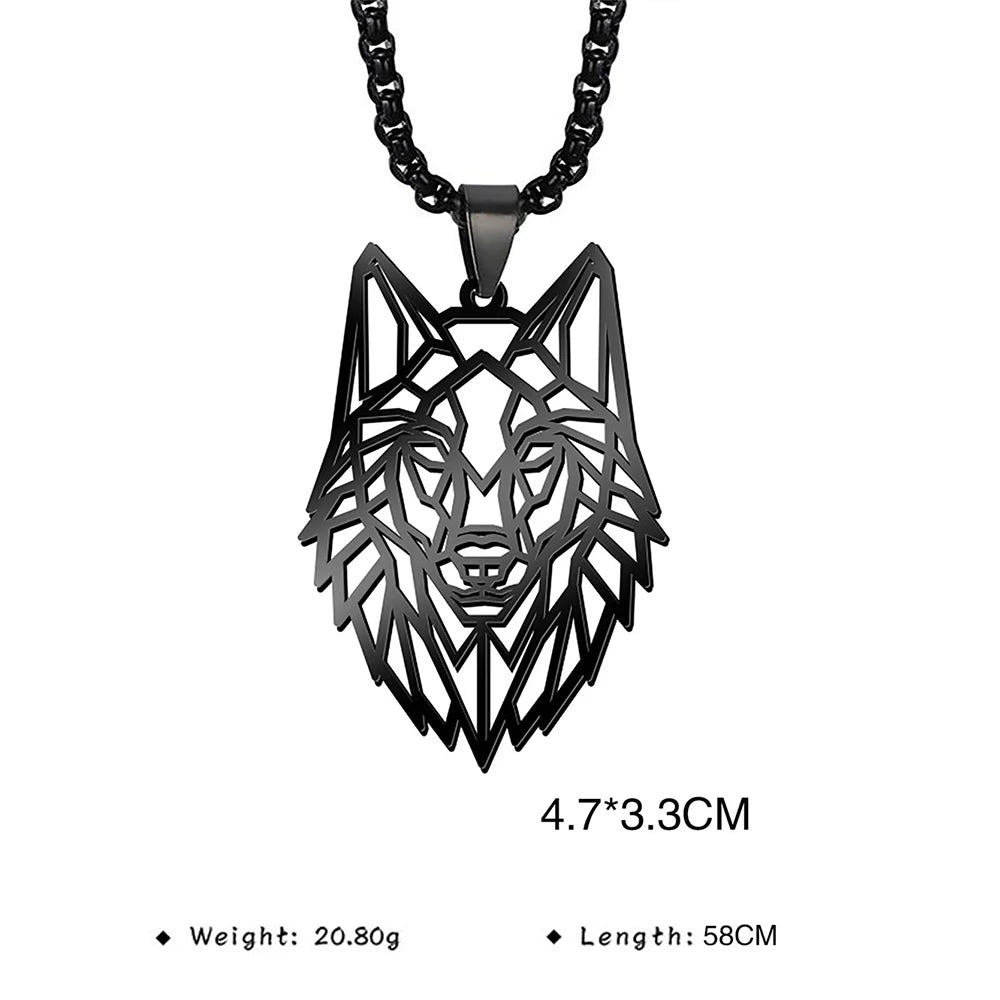 My shape Stainless Steel Wolf Head Necklace for Men Women Hollow Wolf  Animal Necklace Punk Jewelry Male Boys Valentine's Day