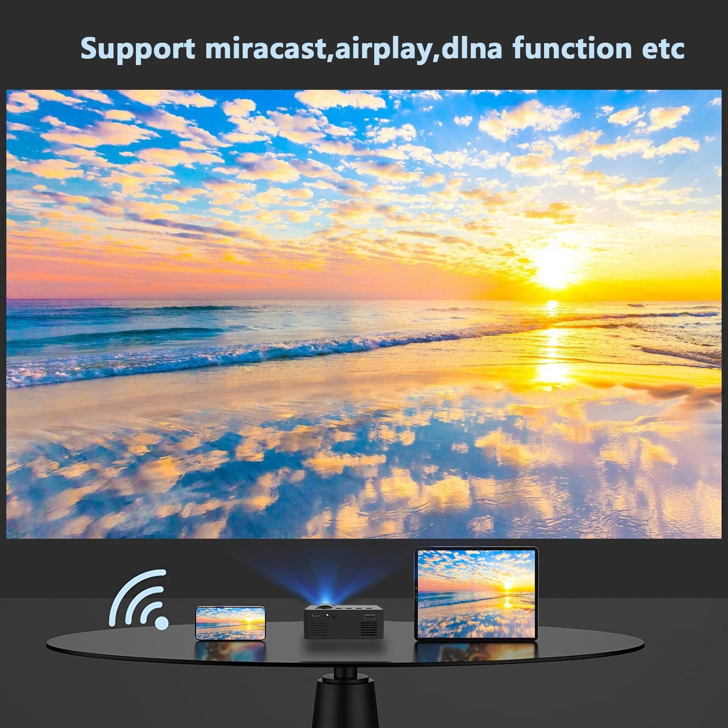 Portable projector YT100. Supports high-definition projection. Mini projector. Mobile cinema.