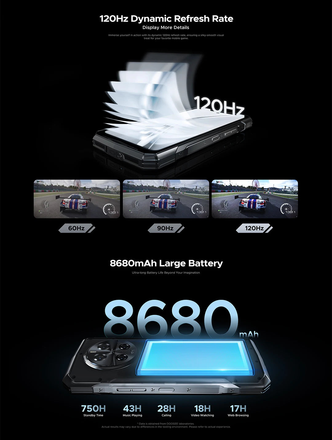 DOOGEE V40 5G Rugged Phone 6.78" FHD 120Hz Display Dimensity 7300 5G 12GB+512GB 8680mAh Battery 108MP Camera NFC Android 14