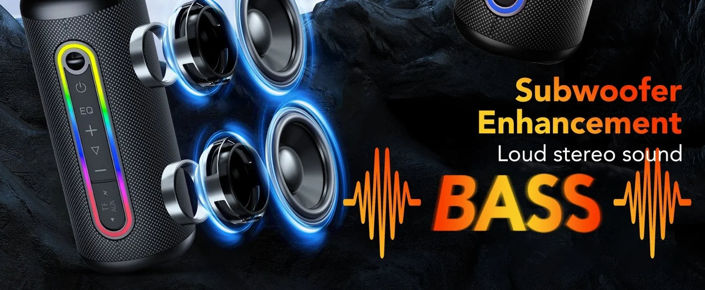 Bluetooth Speakers, Portable Wireless Speaker with 30W Loud Stereo Sound, BT5.4, IP7 Waterproof, 24H Playtime, Portable Speaker