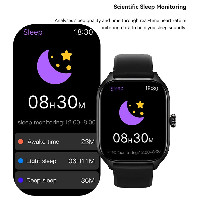 2025 New Smart Watch Men Women Gifts 2.01'' Full Touch Screen Sport Fitness Tracker Smartwatch Men BT Calls Digital smarthwhatch