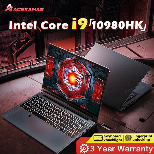 ACEKAMAS 15.6" Gaming Laptop intel Core i9 10980HK IPS 1920*1080 Notebook Gamer 16GB RAM 1TB SSD Windows 11 Pro Office Laptop PC