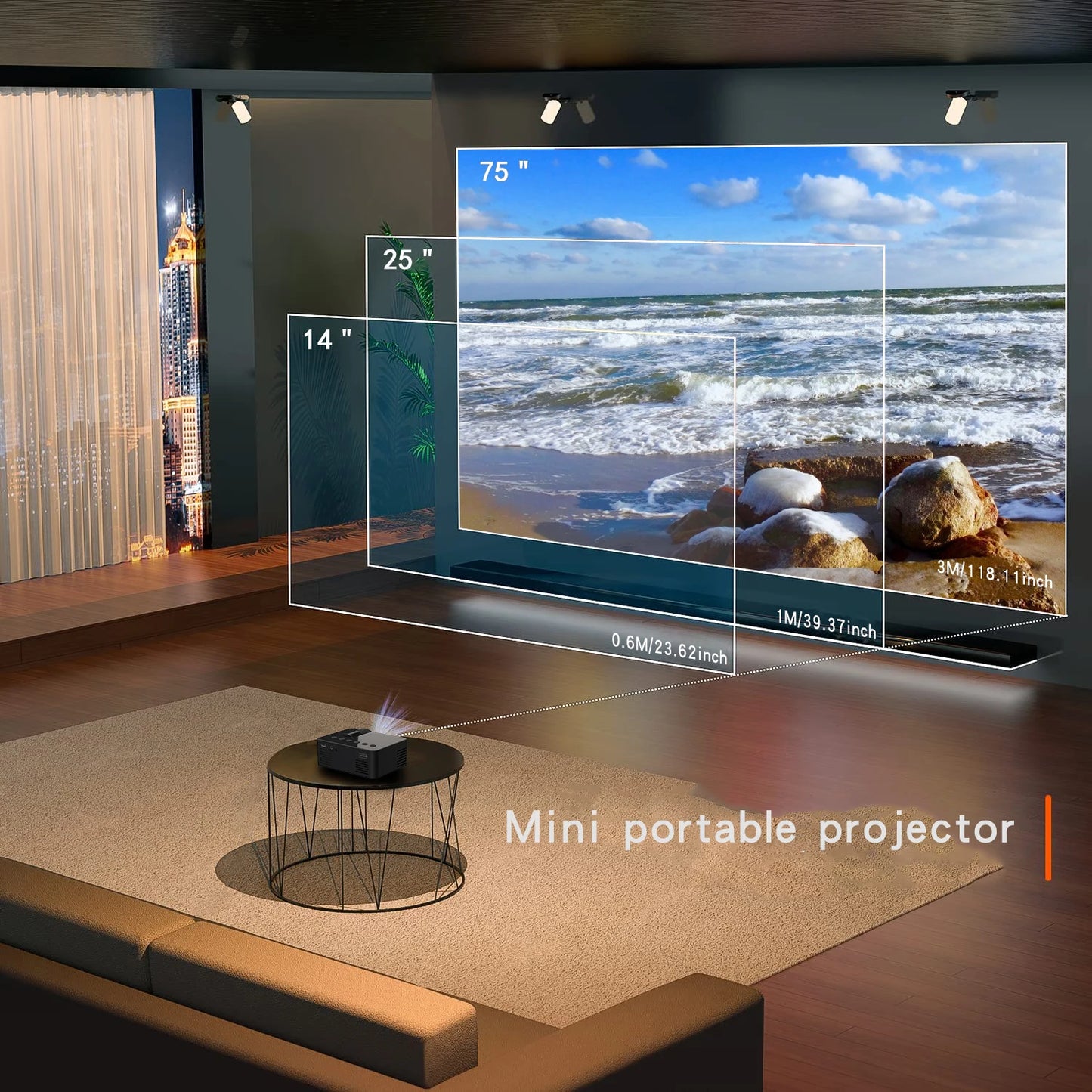 Portable projector YT100. Supports high-definition projection. Mini projector. Mobile cinema.
