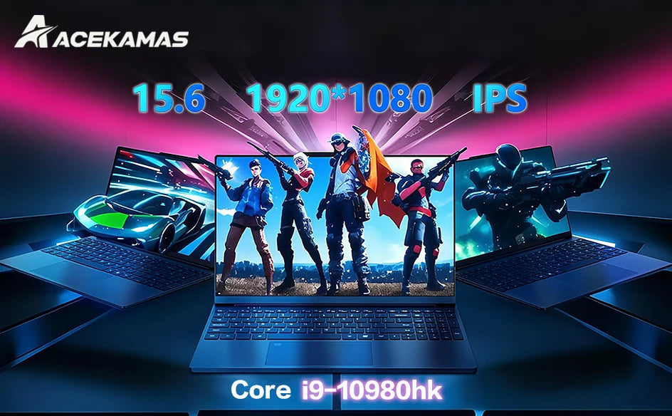 ACEKAMAS 15.6" Gaming Laptop intel Core i9 10980HK IPS 1920*1080 Notebook Gamer 16GB RAM 1TB SSD Windows 11 Pro Office Laptop PC
