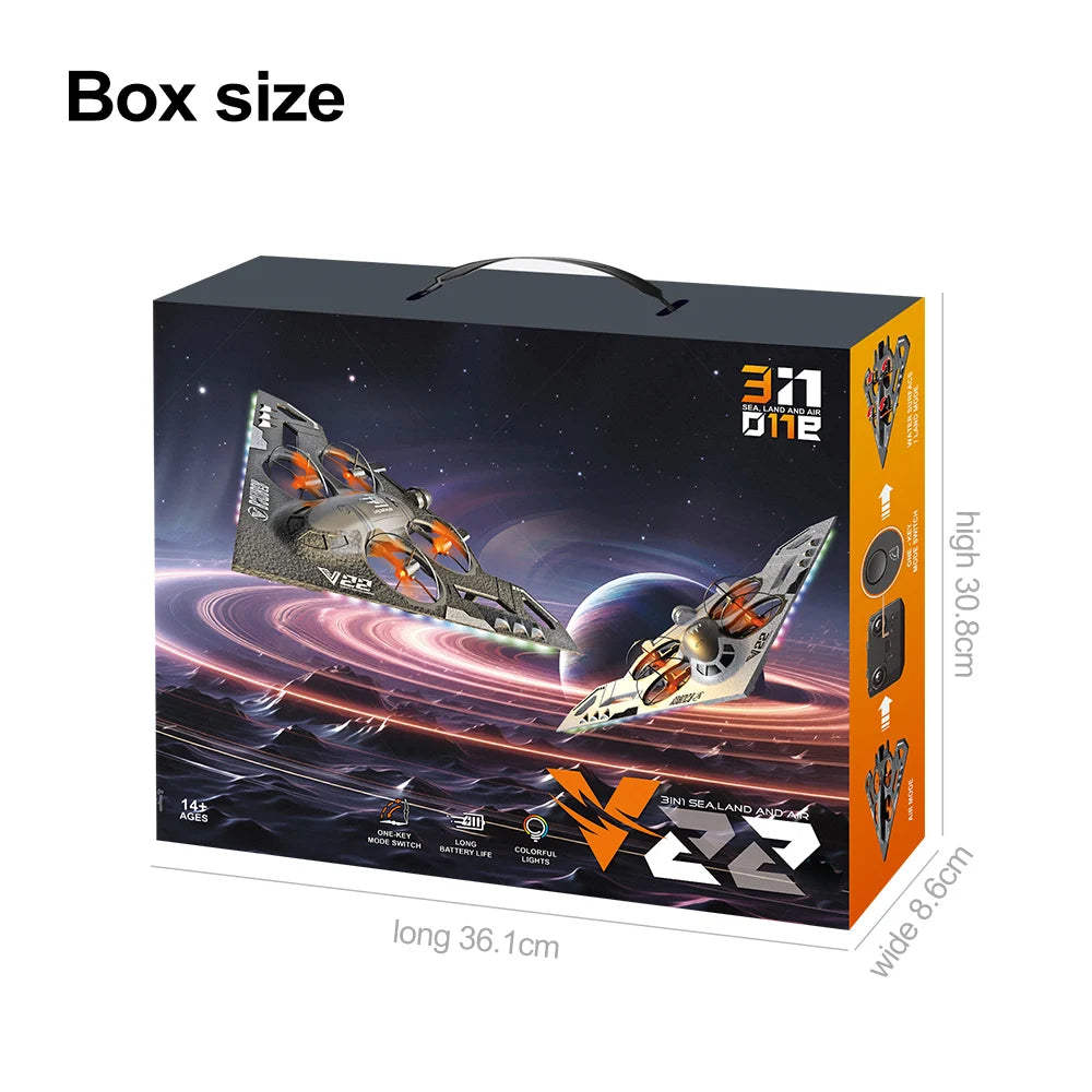 V22 3 in 1 RC Glider Helicopter 2.4G EPP Stunt Gravity Sensing Foam Fighter Remote Control Airplane With Color Light Boy Toy