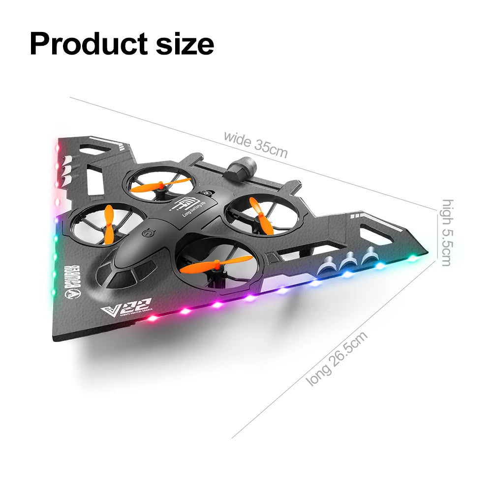 V22 3 in 1 RC Glider Helicopter 2.4G EPP Stunt Gravity Sensing Foam Fighter Remote Control Airplane With Color Light Boy Toy
