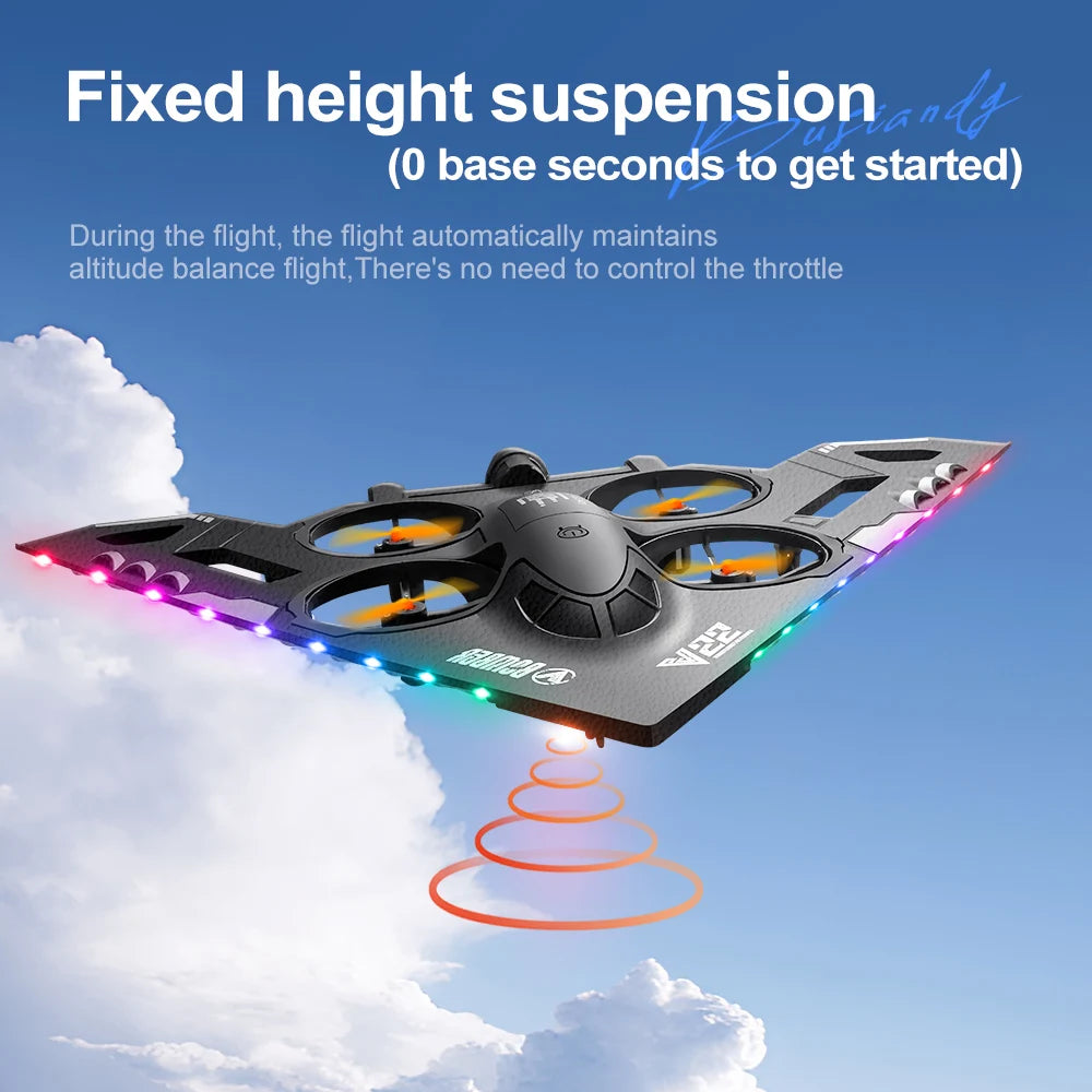 V22 3 in 1 RC Glider Helicopter 2.4G EPP Stunt Gravity Sensing Foam Fighter Remote Control Airplane With Color Light Boy Toy