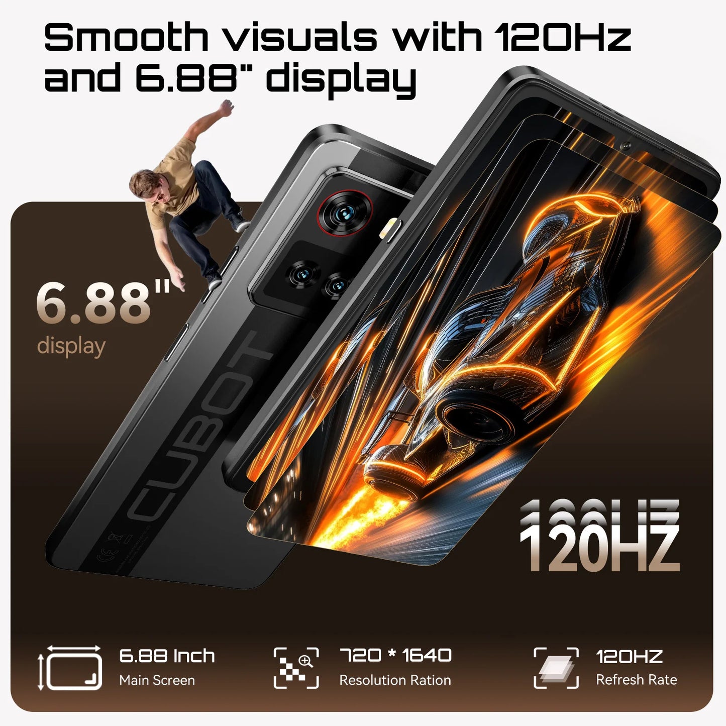 Smartphone 5G Cubot X100, Android 15, Dimensity 7025, 6nm, 2.5GHz,6.88-inch Screen,16GB(8+8),256GB, 64MP Camera, 5100mAh Battery