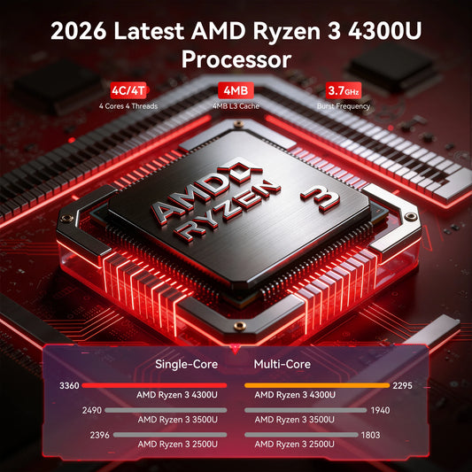 17.3" Alpha Wolf Everyday Laptop | AMD Ryzen 3 4300U | 16GB DDR4 | 512GB SSD | Windows 11 Pro | Wi-Fi 5
