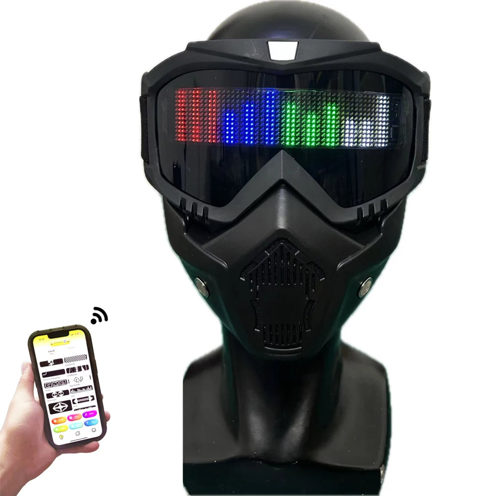 Cyberpunk Mask Light up Mask with Programmable App Multi-Patterns DisplaySci Fi Mask  Cosplay For Adult Party