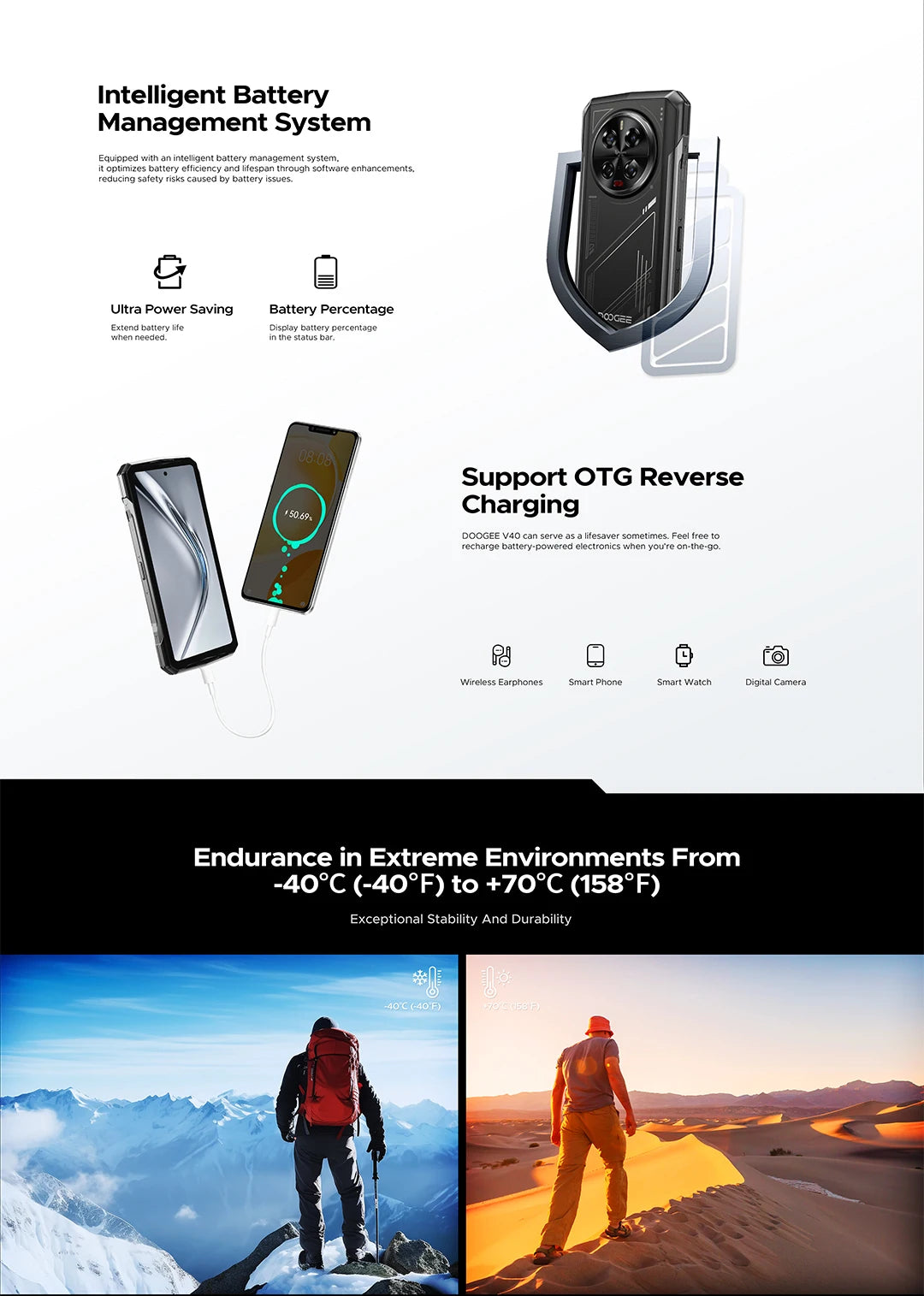 DOOGEE V40 5G Rugged Phone 6.78" FHD 120Hz Display Dimensity 7300 5G 12GB+512GB 8680mAh Battery 108MP Camera NFC Android 14