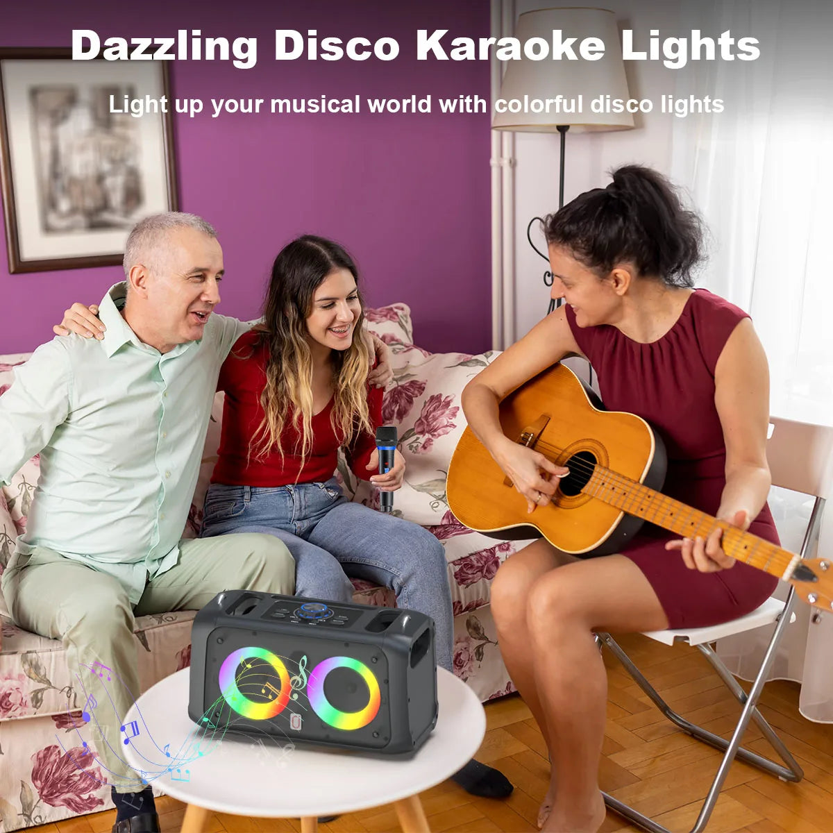 Bluetooth Speaker, Mobile Karaoke System, Lightweight Outdoor Bluetooth Speaker, Karaoke Machine with Microphone, with 2 Wireless Microphones, Portable Speaker Pa System for Adults, Singing Karaoke Speaker with Led Lights, Su