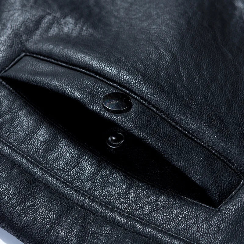 High Quality Luxury Mens Leather Jacket Plush Real Fur Coat Jackets Handsome Fashionable Young Man Winter Genuine Leather Coat