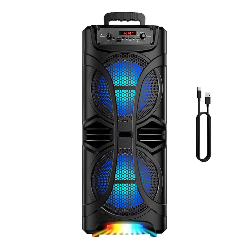 6800W Portable Bluetooth Speaker Sound System Party Led Light Rechargeable Outdoor Loud KaraokeDual 8 " Speaker USB TWS
