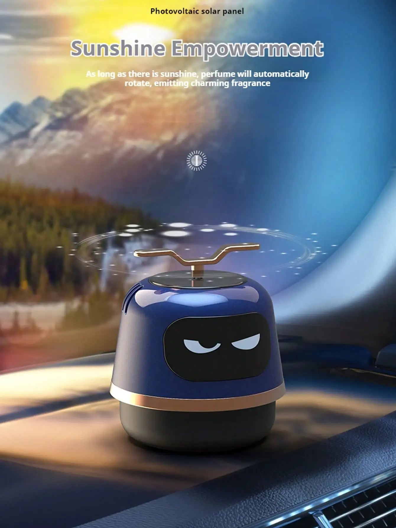 1pc Robot Car Air Freshener, Automotive Perfume Essential Oil, Center Console Decoration, High-Grade Solar-Powered Rotating Air