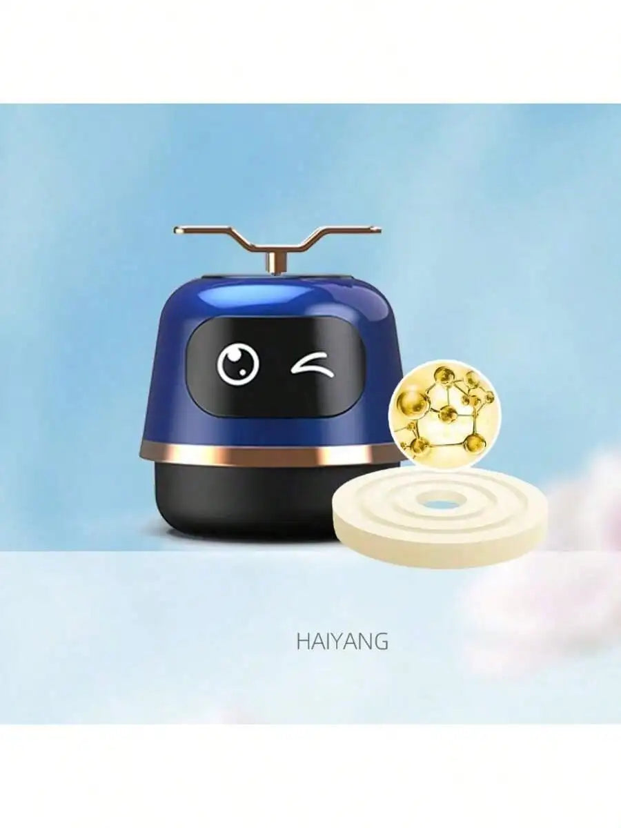 1pc Robot Car Air Freshener, Automotive Perfume Essential Oil, Center Console Decoration, High-Grade Solar-Powered Rotating Air