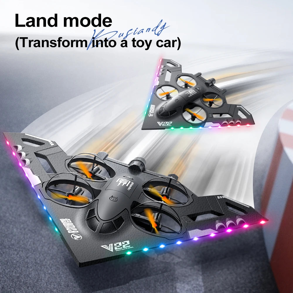 V22 3 in 1 RC Glider Helicopter 2.4G EPP Stunt Gravity Sensing Foam Fighter Remote Control Airplane With Color Light Boy Toy