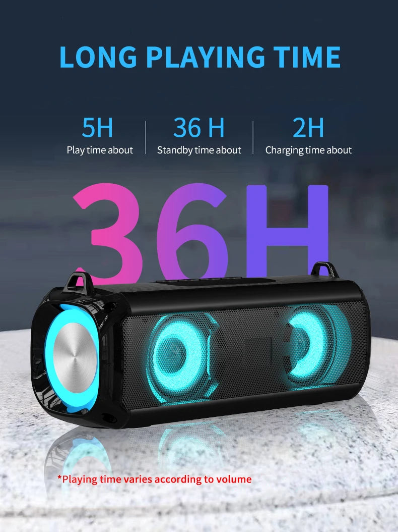 Rockmia RGB Speaker EBS-045 AliExpress Choice Portable Wireless Music Player & Soulder Straps LED Bluetooth 5.0 TF USB-C Aux