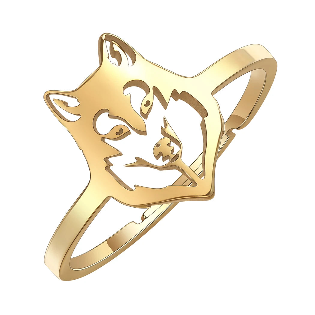 Stainless Steel Men Punk Wolf Head Rings for Women Unisex Open Adjustable Jewelry Male Finger Rings Hip Hop Trendy Gifts