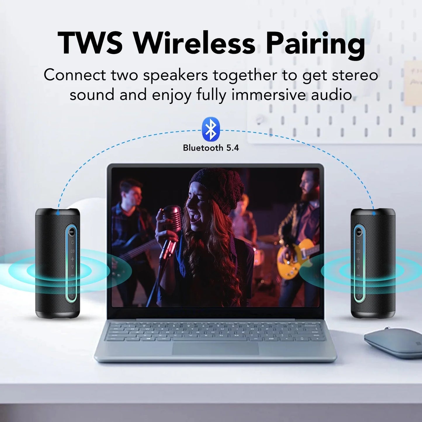 Bluetooth Speakers, Portable Wireless Speaker with 30W Loud Stereo Sound, BT5.4, IP7 Waterproof, 24H Playtime, Portable Speaker