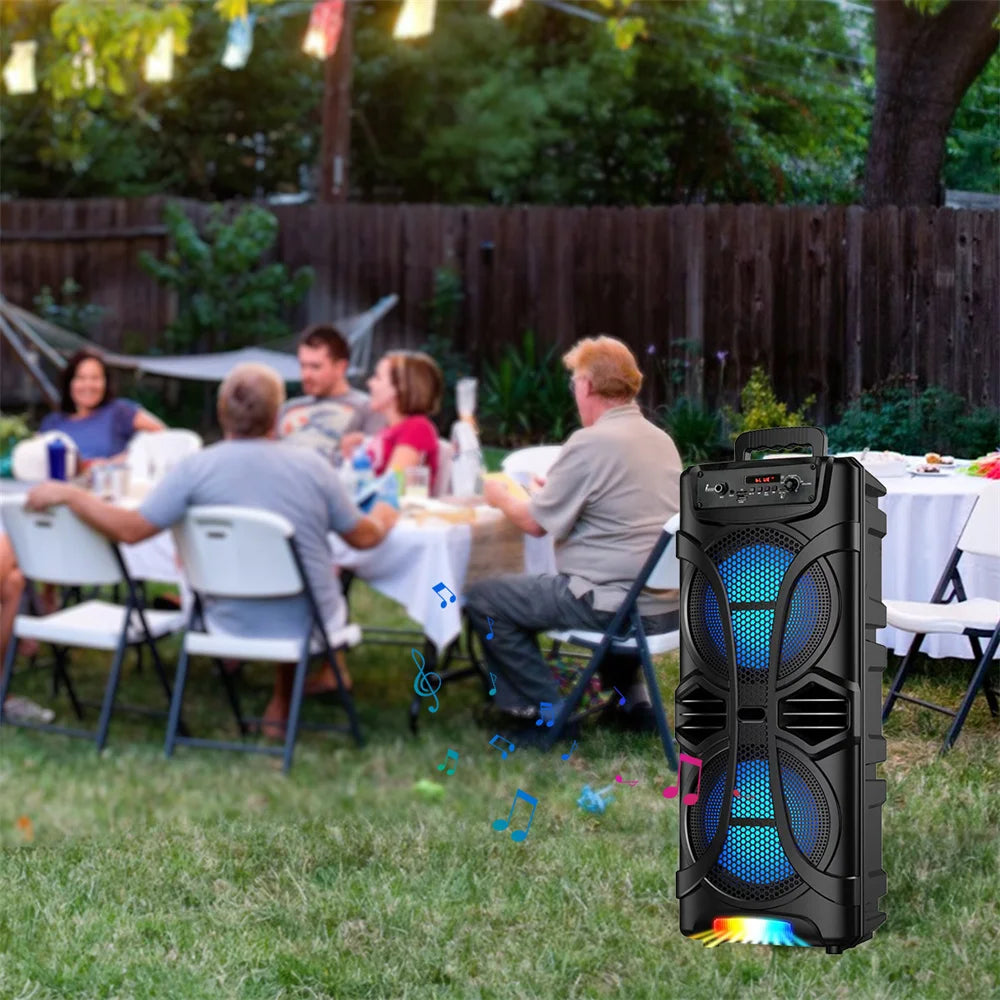 6800W Portable Bluetooth Speaker Sound System Party Led Light Rechargeable Outdoor Loud KaraokeDual 8 " Speaker USB TWS