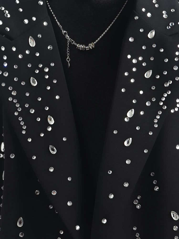 Male Long Sleeve Blazers Men's 2025 Spring Autumn New Niche Hot Diamond Design Trendy Tailored Coats Loose Fashion Suit Jackets