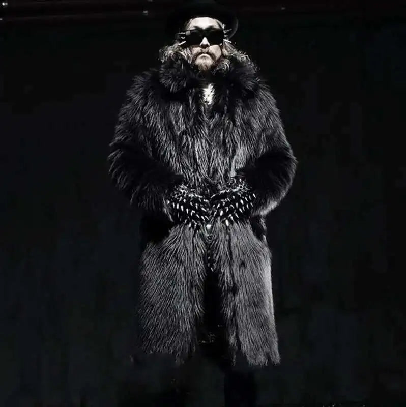 PFHQ Men's Faux Fur Coat Thickened Cotton Warm Darkwear Comfortable Heavy Industry Male Long Length Windbreakers Autumn 21Z2161