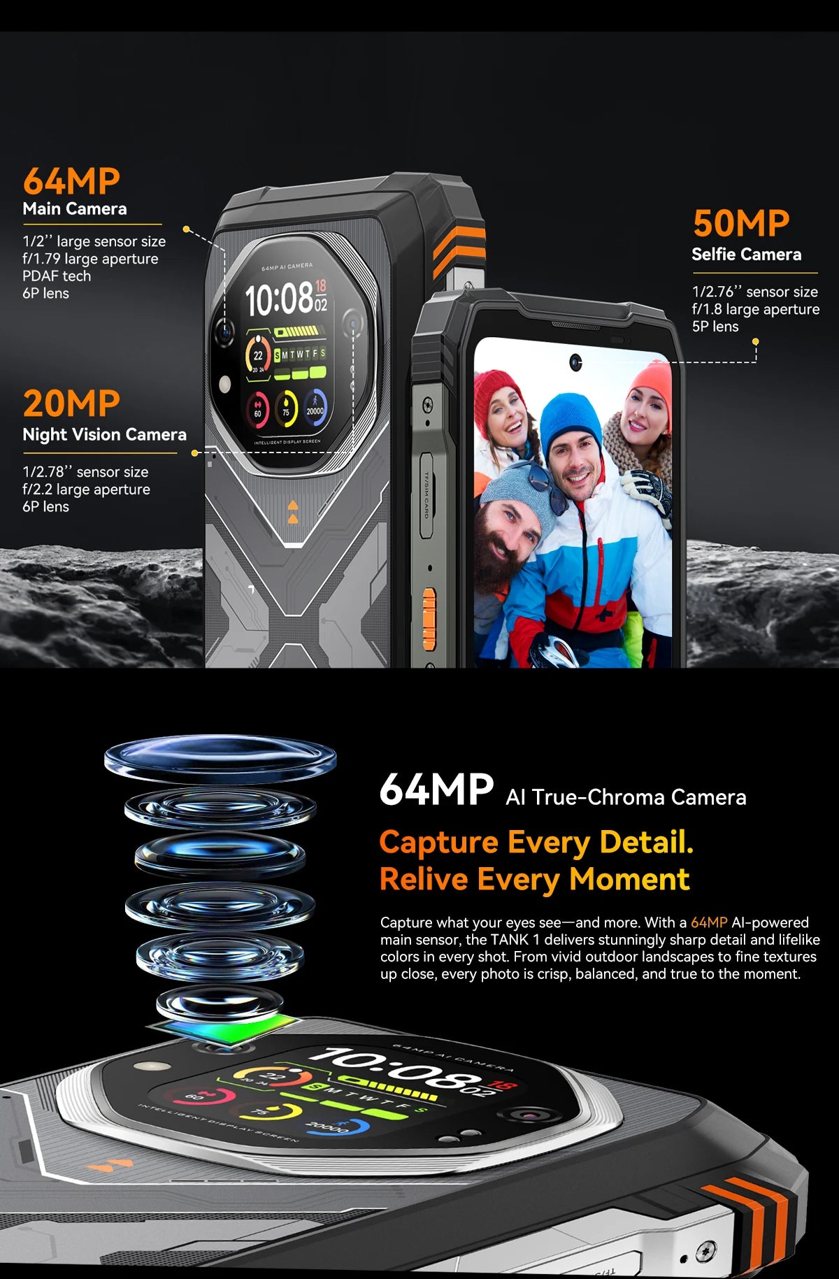 【World premiere】Blackview Oscal TANK 1 Rugged SmartPhone 5G MediaTek Dimensity 7050 6.78" 2.4K 120Hz Display 20000mAh NFC 64MP