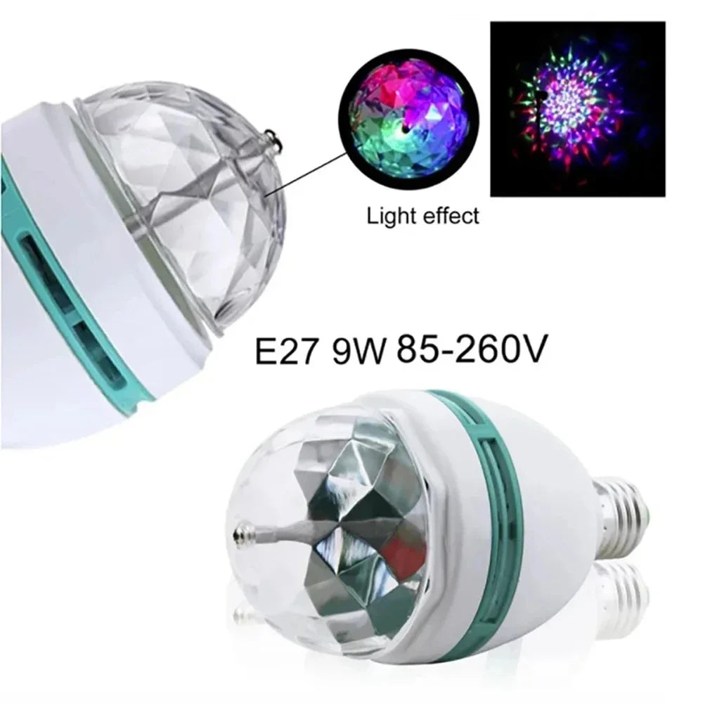 E27 Disco Light Rotating RGB Party Lamp LED Strobe Light Crystal Disco Bulb for Birthday Party Club Bar KTV Halloween Christmas