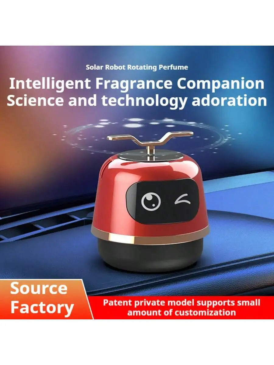 1pc Robot Car Air Freshener, Automotive Perfume Essential Oil, Center Console Decoration, High-Grade Solar-Powered Rotating Air