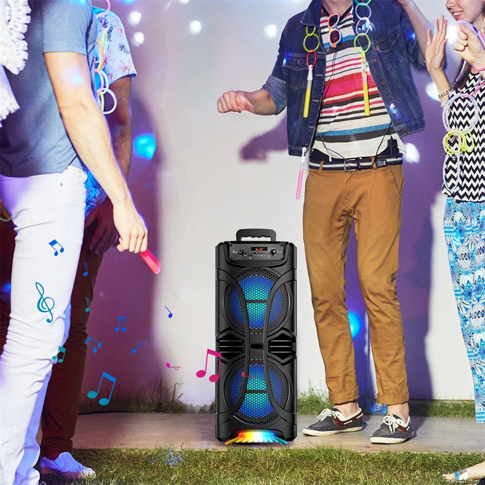 6800W Portable Bluetooth Speaker Sound System Party Led Light Rechargeable Outdoor Loud KaraokeDual 8 " Speaker USB TWS