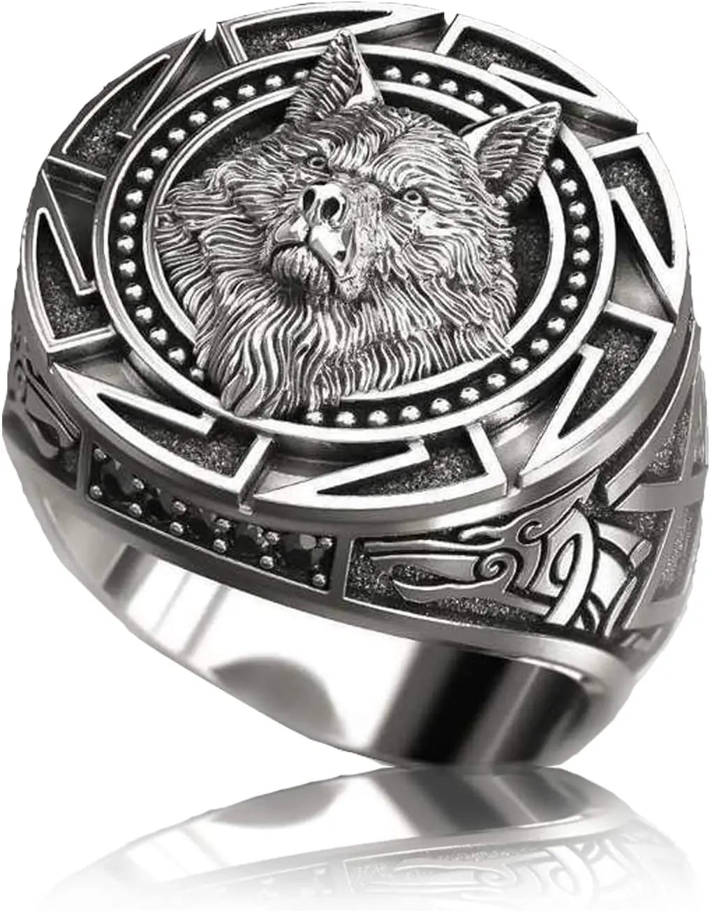 Wolf Ring for Men Norse Viking Nordic Wolf Head Ring Retro Wolf Totem Rings Wolf Signet Amulet Ring Animal Wolf Jewelry for Boys