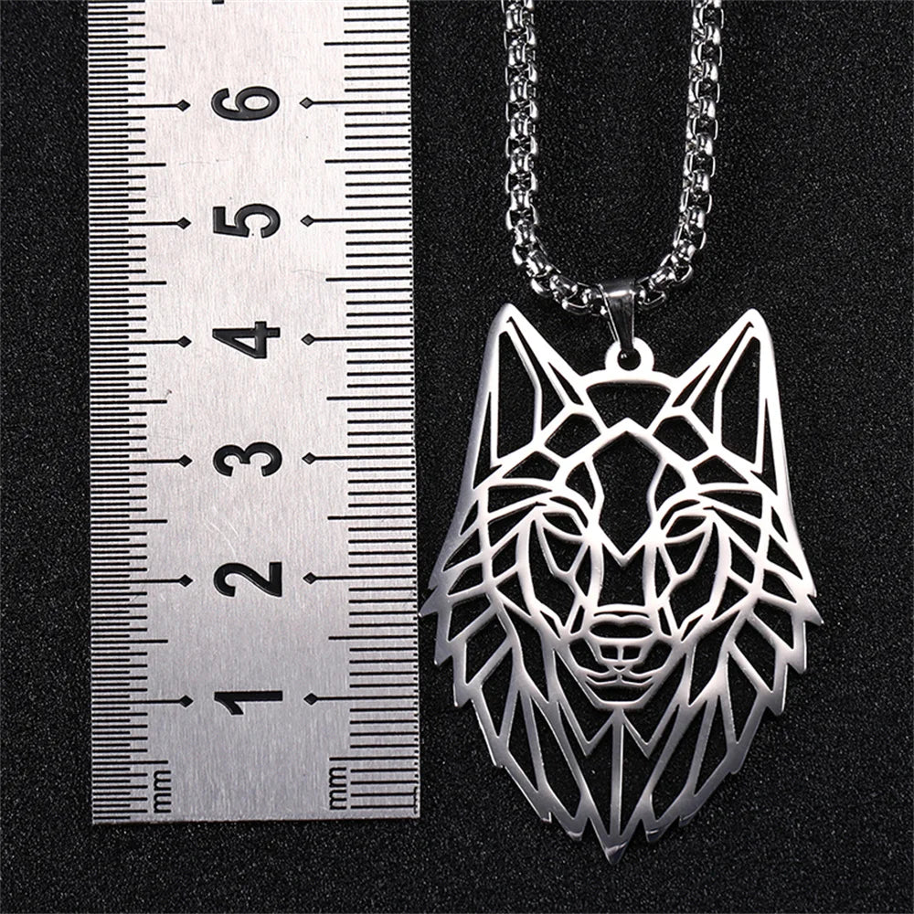 My shape Stainless Steel Wolf Head Necklace for Men Women Hollow Wolf  Animal Necklace Punk Jewelry Male Boys Valentine's Day