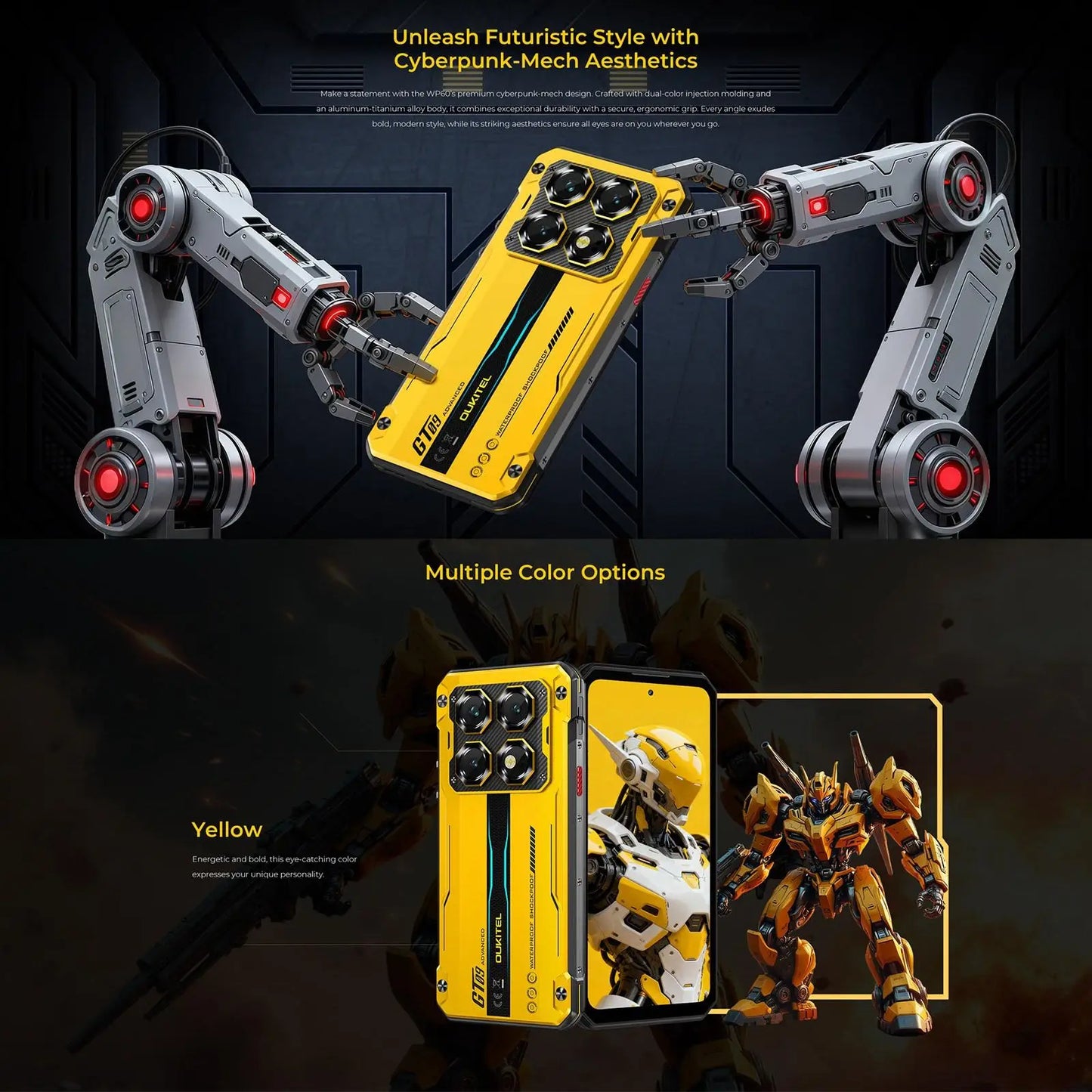 Oukitel WP60 Rugged Phone 12GB/16GB+512GB Night Vision 108MP Camera 7.2'' Android 15 Dimensity 7025 10000mAh NFC 5G Smartphone