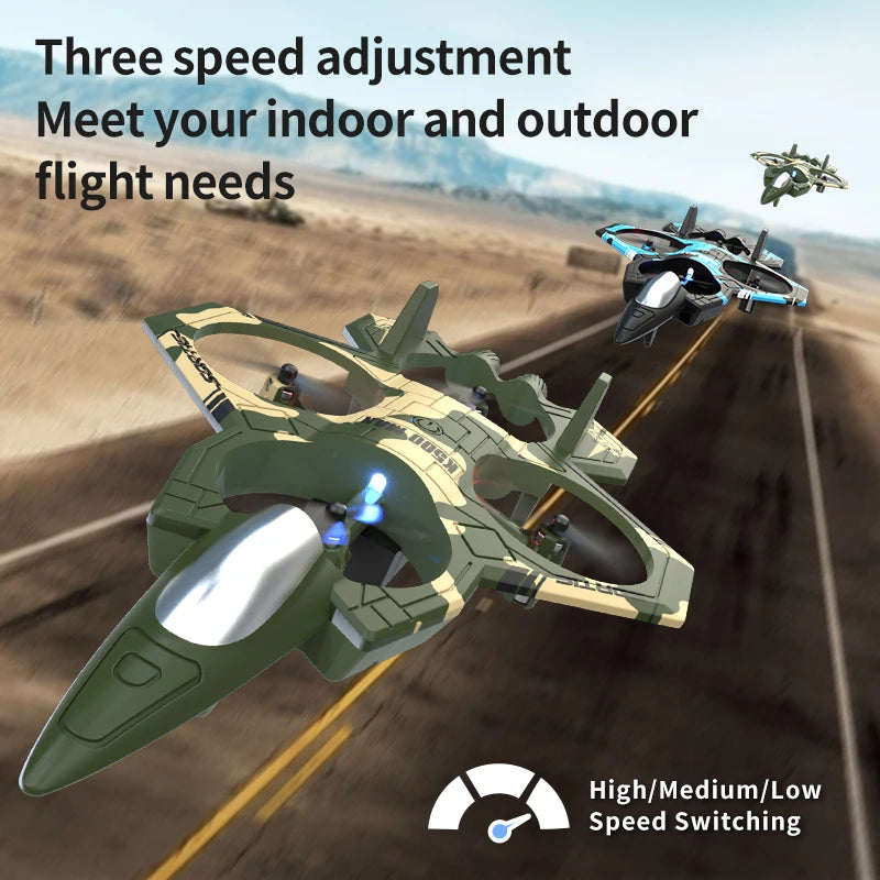 K500 MAX is equipped with a screen, a 2.4G remote-controlled aerobatic gliding fighter jet and a 360° rolling drone toy gift