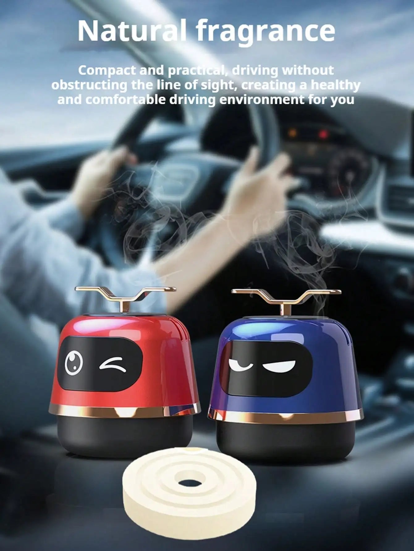 1pc Robot Car Air Freshener, Automotive Perfume Essential Oil, Center Console Decoration, High-Grade Solar-Powered Rotating Air