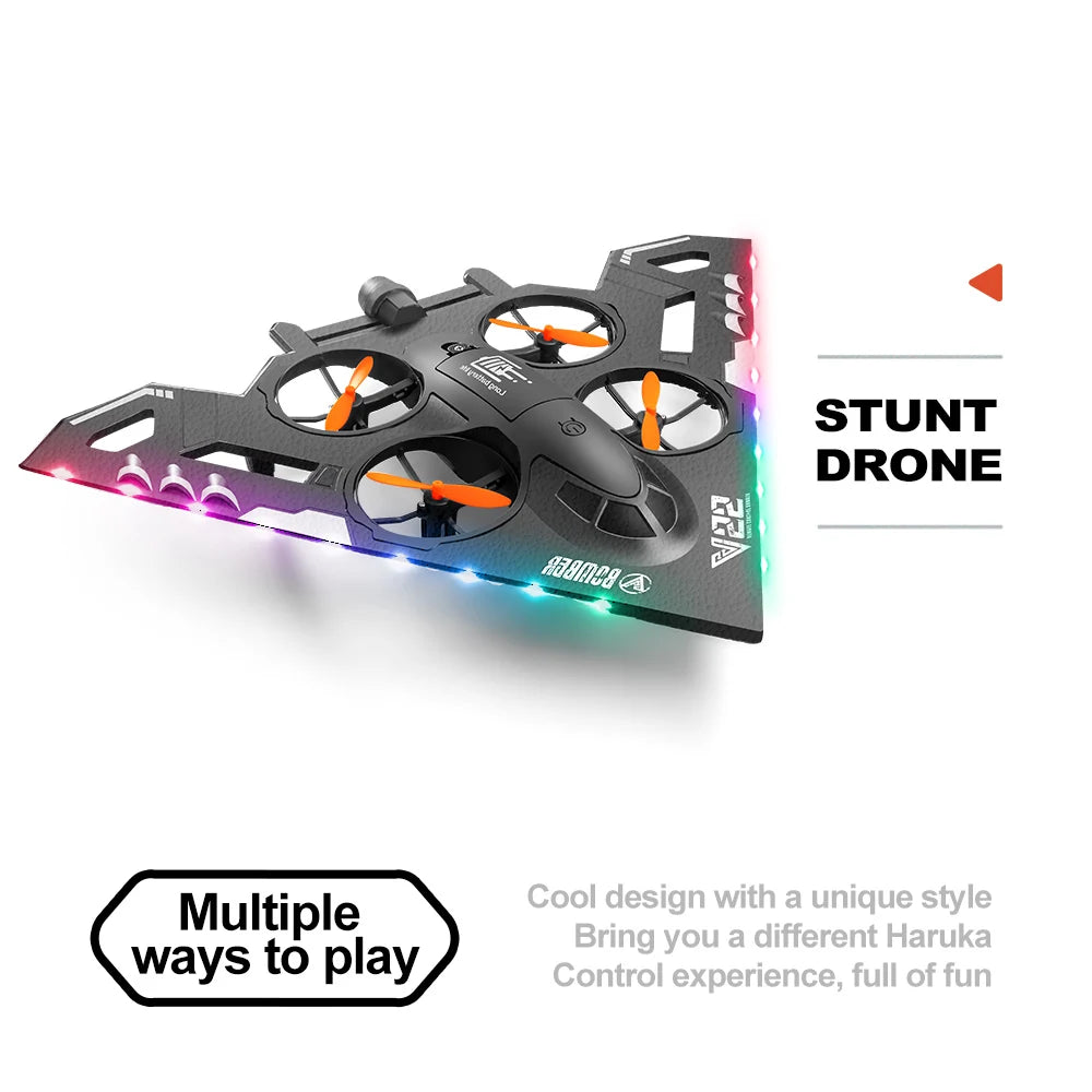 V22 3 in 1 RC Glider Helicopter 2.4G EPP Stunt Gravity Sensing Foam Fighter Remote Control Airplane With Color Light Boy Toy