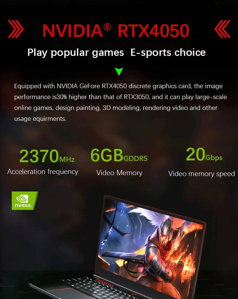 16.1" Alpha Wolf Gaming Laptop | Intel i9-13900H + RTX 4050 6G | Windows 11 | Up to 64GB DDR5 | 4TB SSD
