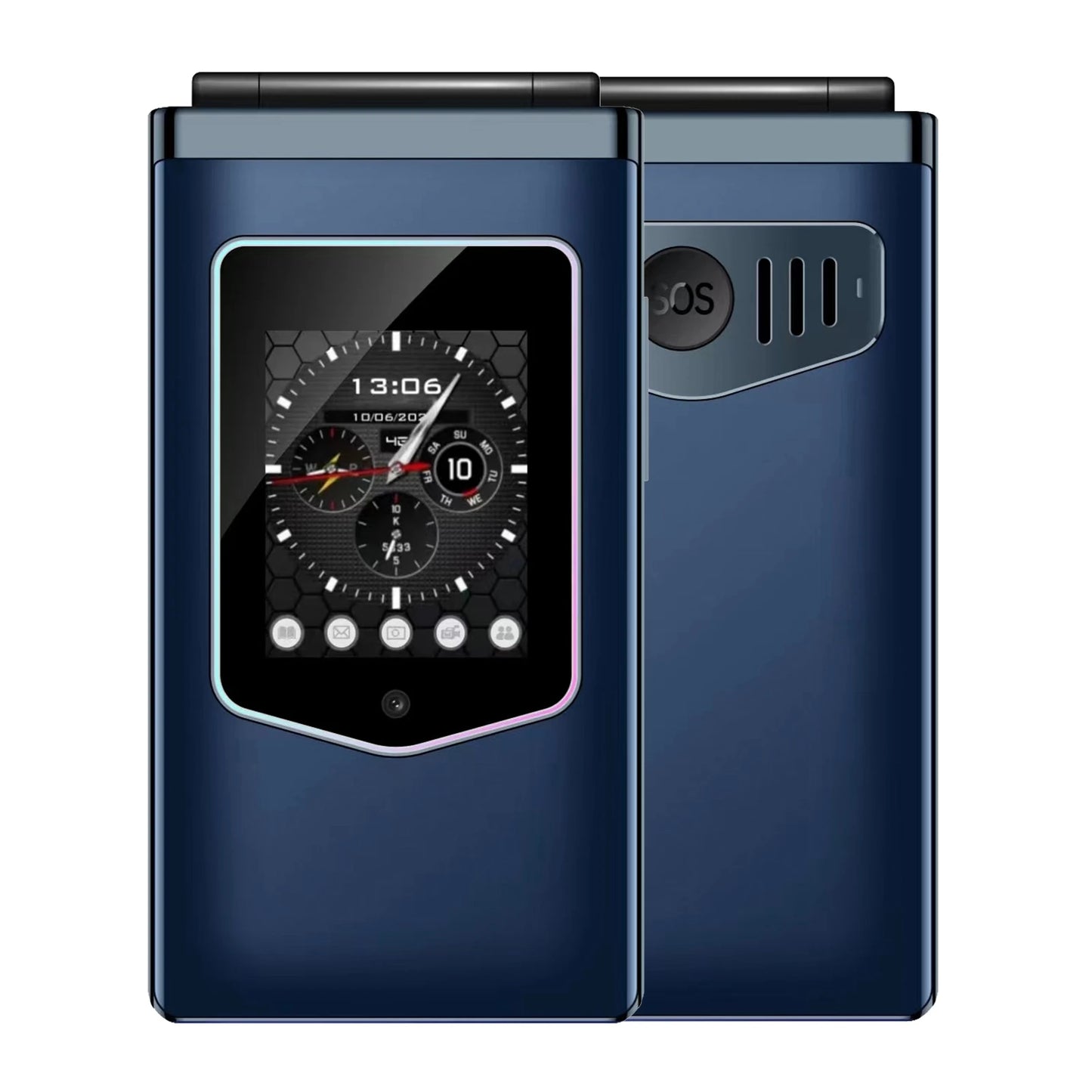 HAMTOD T8 Flip Phone 2.8 inch Inner Screen 128MB ROM+ 48MB RAM 1500mAh Battery 0.3MP Rear Camera 4G VoLTE Cellphone