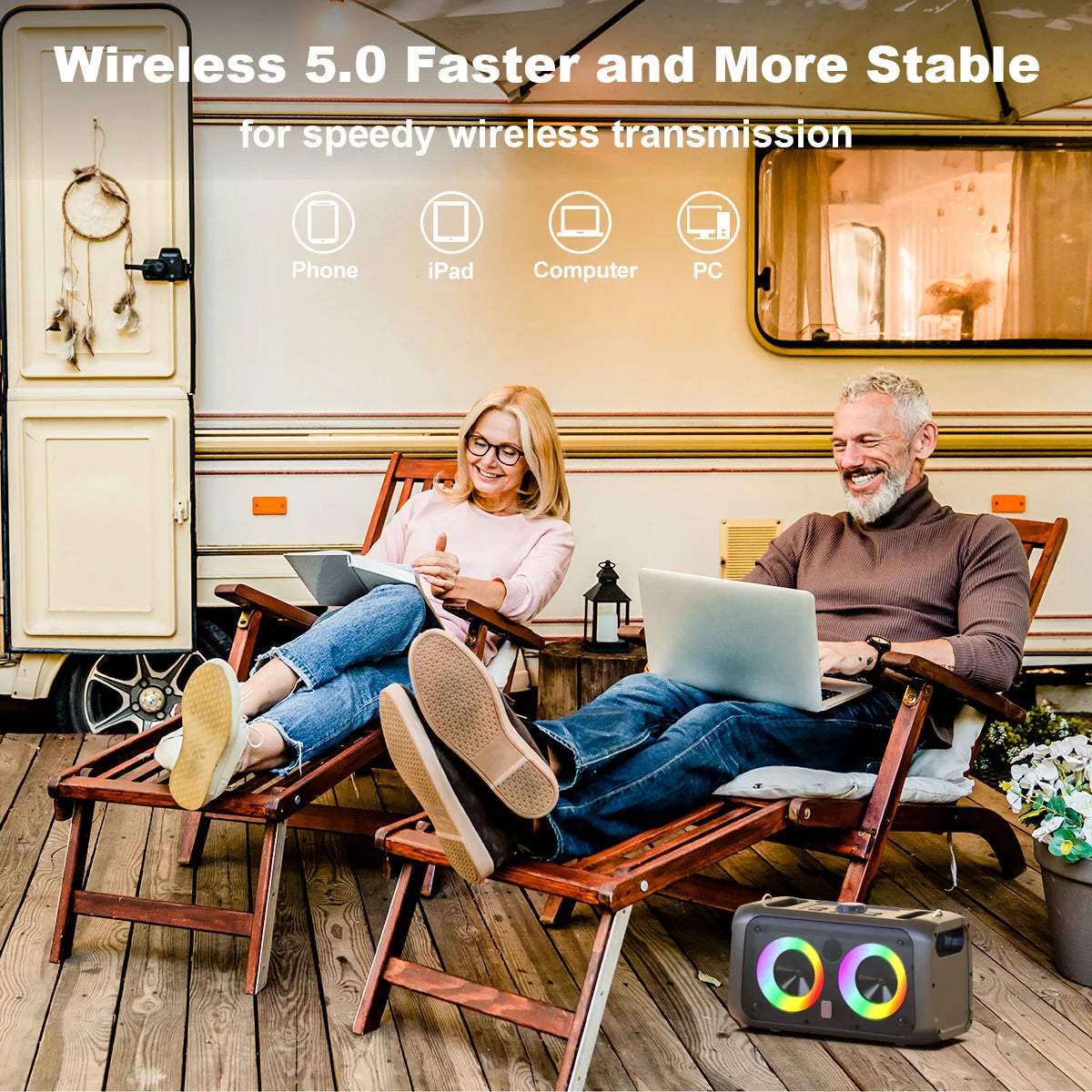 Bluetooth Speaker, Mobile Karaoke System, Lightweight Outdoor Bluetooth Speaker, Karaoke Machine with Microphone, with 2 Wireless Microphones, Portable Speaker Pa System for Adults, Singing Karaoke Speaker with Led Lights, Su