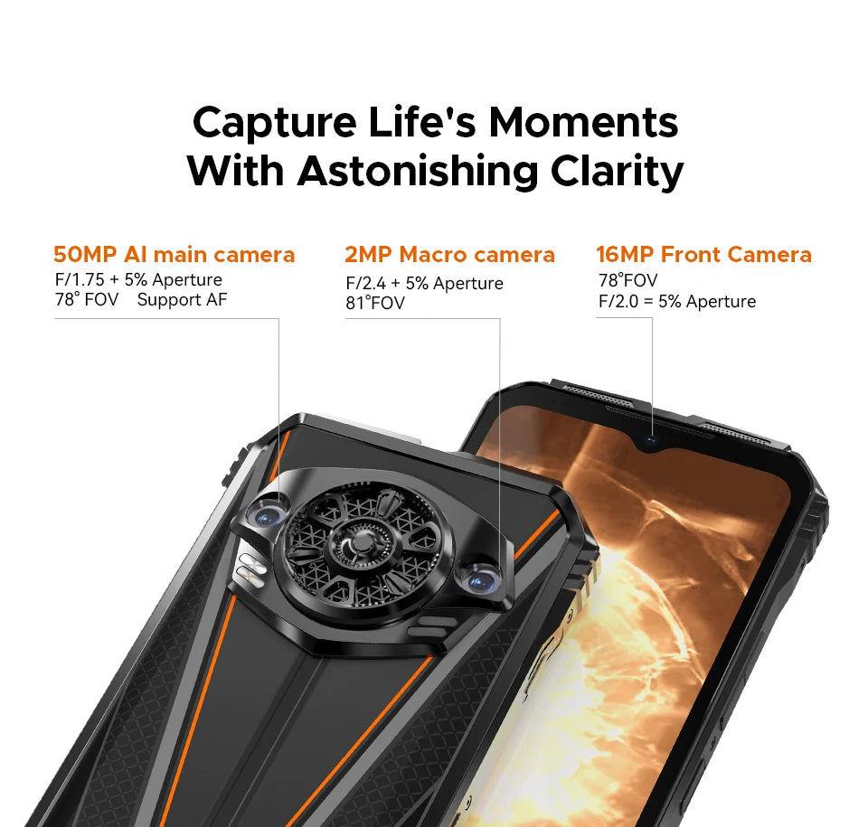 DOOGEE S Punk Pro Rugged Phone 128dB Speaker 8GB RAM 512GB ROM 6.6'' FHD+ Display 10800mAh Battery 50MP AI Camera NFC Smartphone