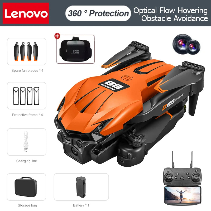 Lenovo D88 Drone 8K HD Dual Camera Professional Aerial Photography Optical Flow Hovering Gesture Shooting Folding Brushless UAV