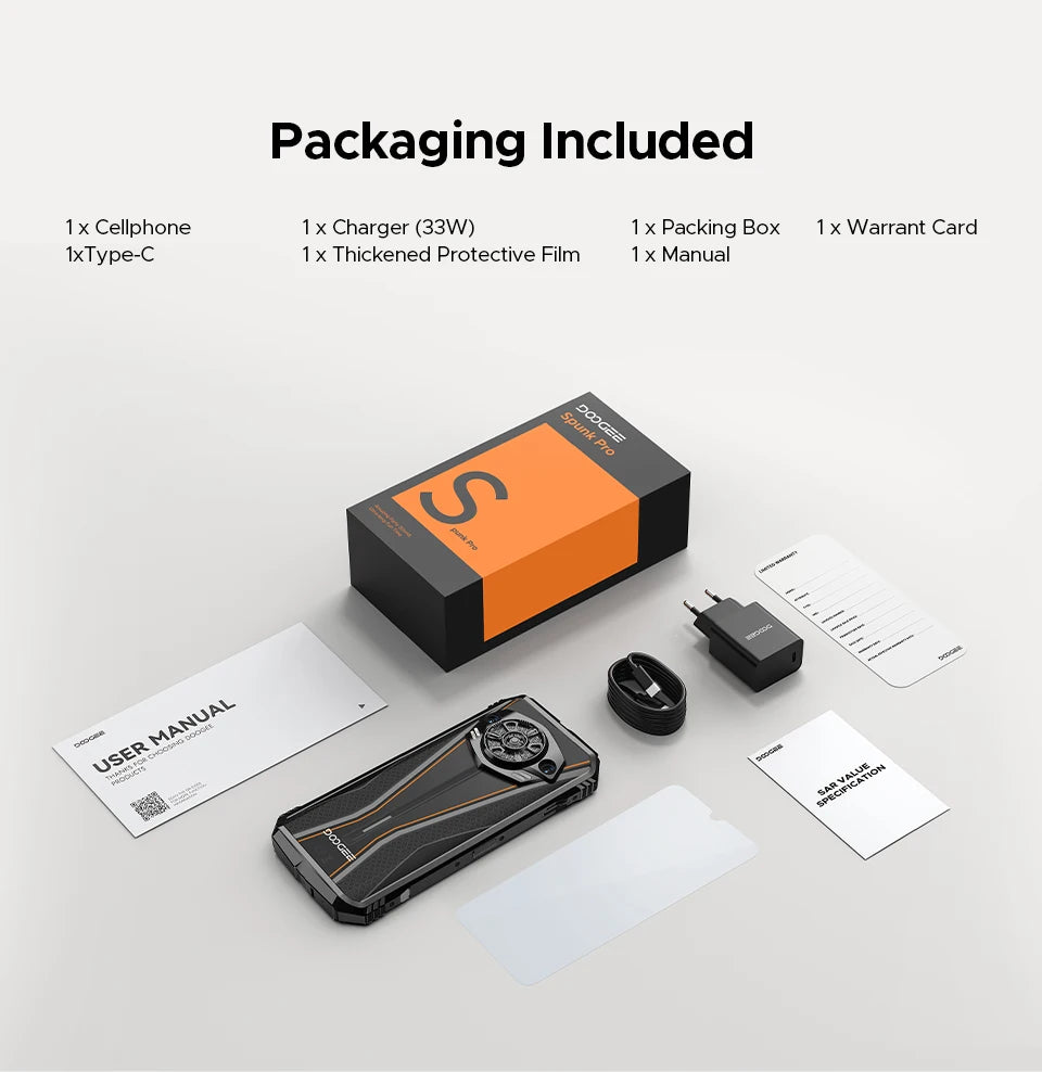 DOOGEE S Punk Pro Rugged Phone 128dB Speaker 8GB RAM 512GB ROM 6.6'' FHD+ Display 10800mAh Battery 50MP AI Camera NFC Smartphone